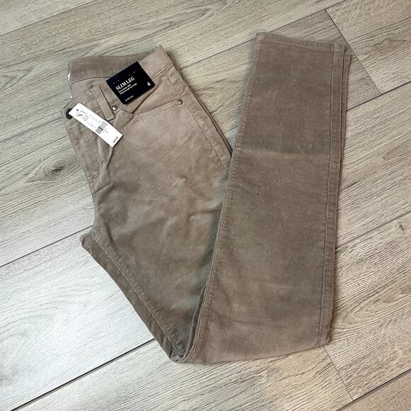 NWT New York & Company Tan Corduroy Slim Leg Jean - Picture 1 of 6